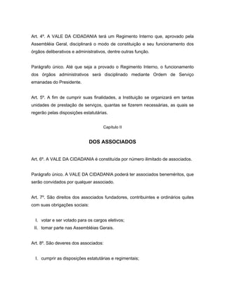 Estatuto da ONG Vale da Cidadania