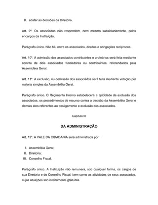 Estatuto da ONG Vale da Cidadania