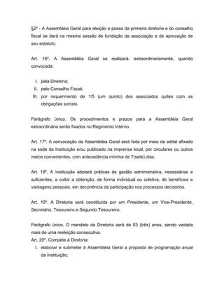 Estatuto da ONG Vale da Cidadania