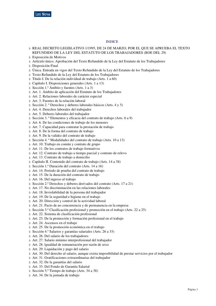 Rd 1 1995 estatuto trabajadores pdf