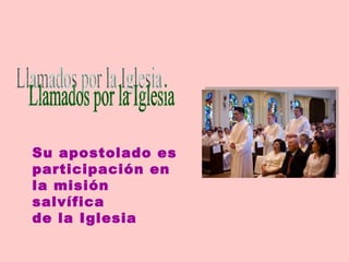 Su apostolado es
participación en
la misión
salvífica
de la Iglesia
 