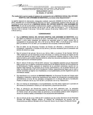 Estatuto de contratación hospital San Jeronimo de Montería
