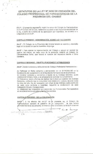 Estatuto del Colegio de Farmaceuticos del Chubut