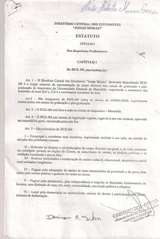 Estatuto do DCE/JM (Josias Morais) UEMA/CESI