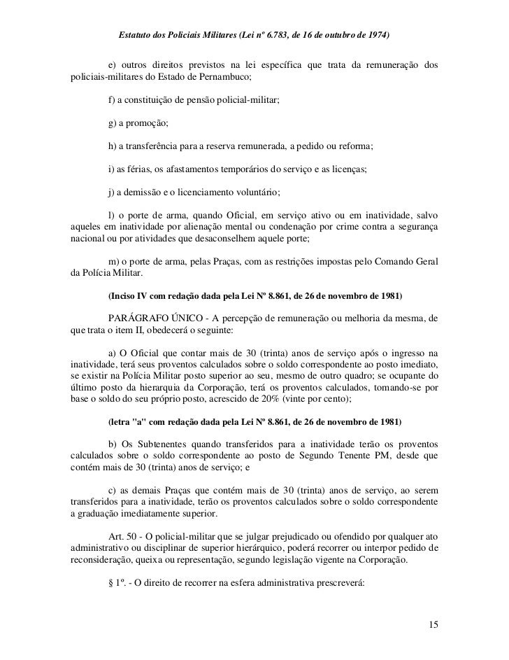 Estatuto dos ppmm (le 6783 16 out74)