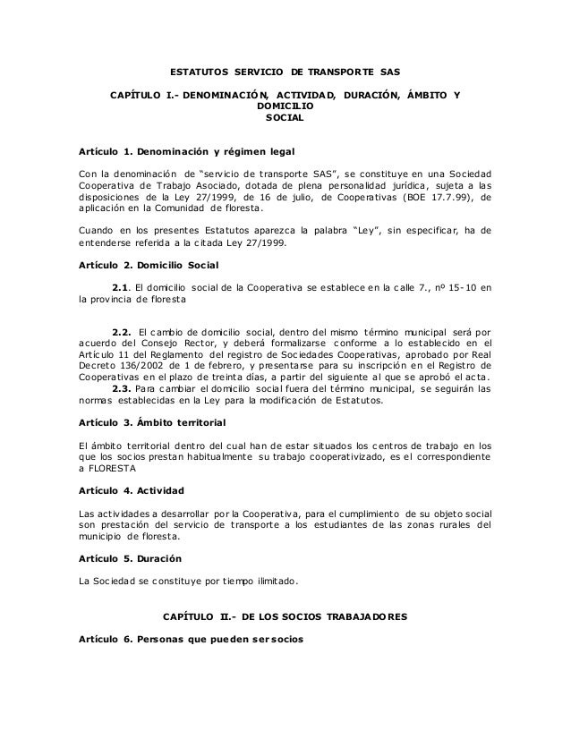 Estatutos de una empresa sas 2020