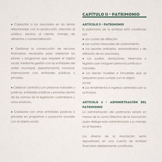 Capacitar a los asociados en los temas
relacionados con la producción, atención al
público, servicio al cliente, manejo de...