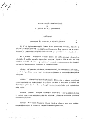 Estatutos da Sociedade Recreativa Colense