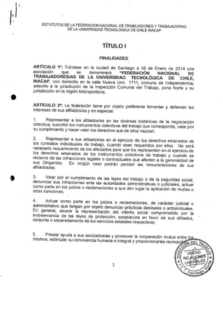 Estatutos federacion universidad tecnologica de chile inacap 2016