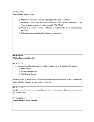 ESTATUTOS FEUNAPVIC (Provisorios y sujetos a evaluación) 2011