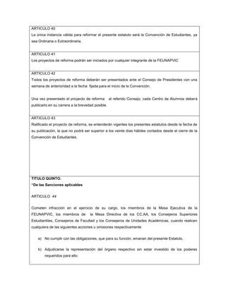 ESTATUTOS FEUNAPVIC (Provisorios y sujetos a evaluación) 2011