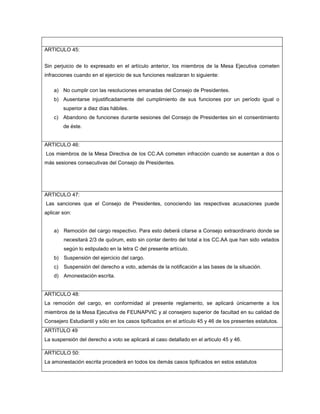 ESTATUTOS FEUNAPVIC (Provisorios y sujetos a evaluación) 2011