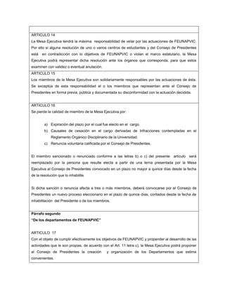 ESTATUTOS FEUNAPVIC (Provisorios y sujetos a evaluación) 2011