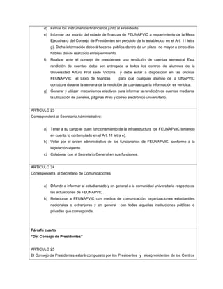 ESTATUTOS FEUNAPVIC (Provisorios y sujetos a evaluación) 2011