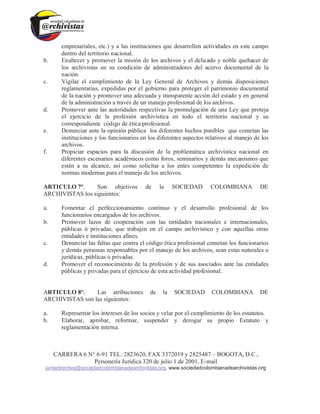 Estatutos sociedad colombiana de archivistas