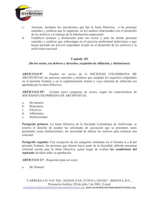 Estatutos sociedad colombiana de archivistas