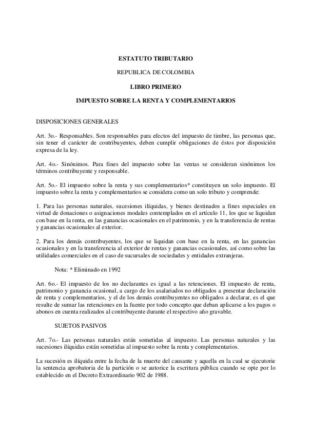 Estatuto Tributario Republica De Colombia Libro dyssecredito