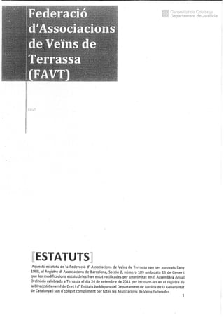 Estatuts de la FAVT aprovats generalitat juny 2012