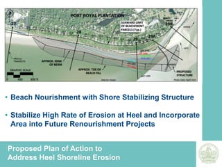 1990 – Atlantic Restoration/ Channel Relocation1997 – Atlantic Renourishment/Port Royal Restoration1999 – South Beach Restoration/220,000 cy2006/07-Atlantic-Port Royal-South Beach Renourishment / Fish Haul RestorationProject History