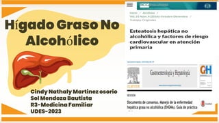 Hígado Graso No
Alcohólico
Cindy Nathaly Martinez osorio
Sol Mendoza Bautista
R3-Medicina Familiar
UDES-2023
 