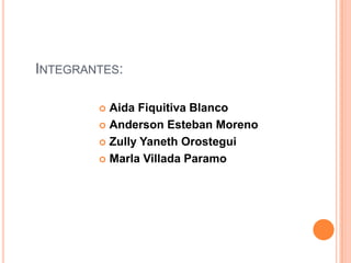 Integrantes: Aida Fiquitiva Blanco Anderson Esteban Moreno Zully Yaneth Orostegui Marla Villada Paramo 