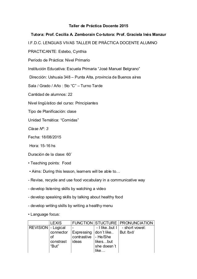 Estebo Tpd Lesson Plan Nº 2 Primary Practicum