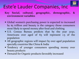 A Retrospective……..
 Estee Lauder began to market products directly to let
customers samples the products before they bou...
