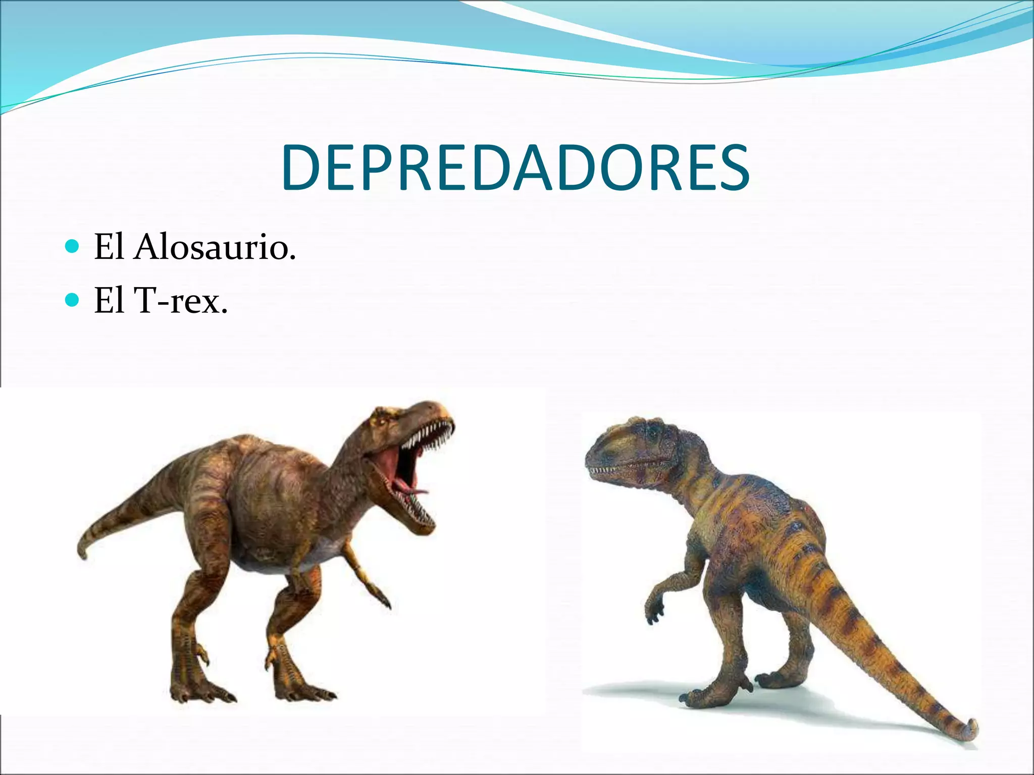 DEPREDADORES
El Alosaurio.
El T-rex.