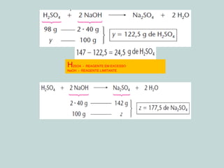 H2SO4 - REAGENTE EM EXCESSO
NaOH - REAGENTE LIMITANTE
 