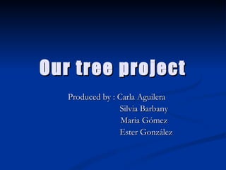 Our tree project  Produced by : Carla Aguilera  Silvia Barbany Maria Gómez Ester González 