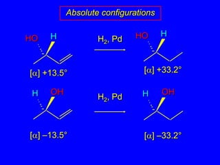 HHOHHOOHOHHHAbsolute configurationsH2, Pd[] +33.2°[] +13.5°H2, Pd[] –13.5°[] –33.2°