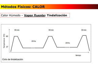 Calor Húmedo – Vapor fluente: Tindalización
Métodos Físicos: CALOR
 