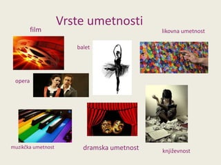 film

Vrste umetnosti
likovna umetnost
balet

opera

muzikčka umetnost

dramska umetnost

književnost

 