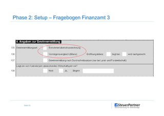 Phase 2: Setup – Fragebogen Finanzamt 3
Seite 53
 