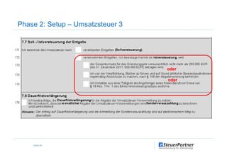 Phase 2: Setup – Umsatzsteuer 3
oder
oder
Seite 60
oder
 