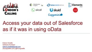 Access your data out of Salesforce
as if it was in using oData
Esteve Graells
Software Architect
esteve.graells@gmail.com
(forcegraells.com) @forcegraells
 