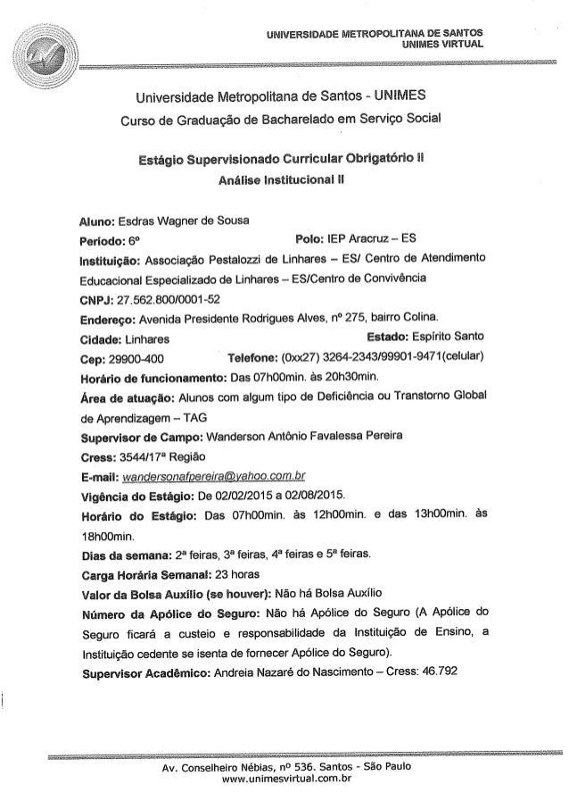 Carta De Apresentação Estagio Serviço Social