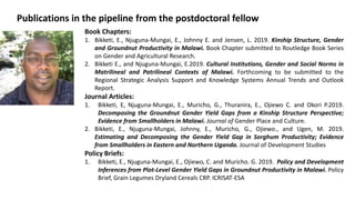 ICRISAT Global Planning Meeting 2019: Gender integration into the GL and DC value chains by Esther Njuguna and team