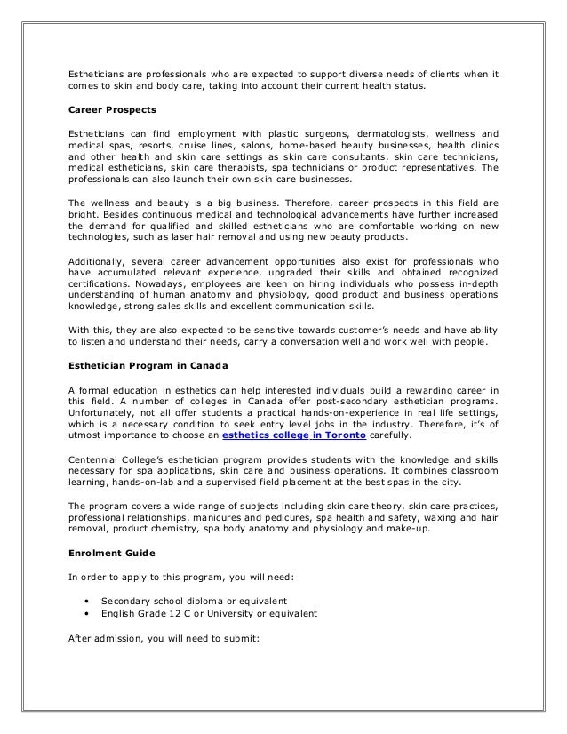 esthetician job description