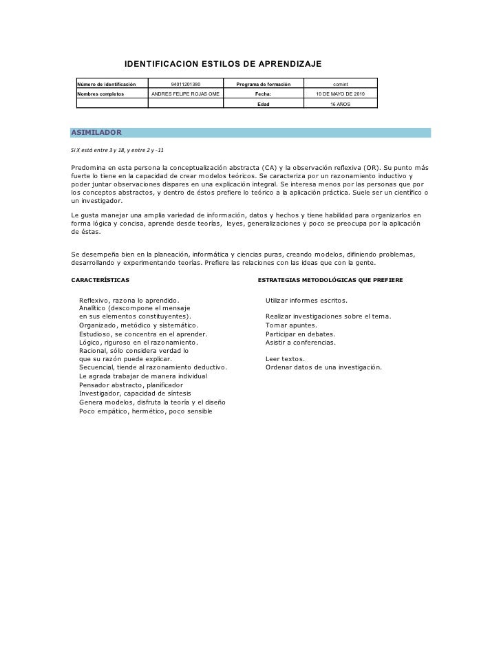 Estilo de aprendizaje asimilador