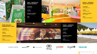 W W W . E S T I L O P R I N T. C O M . B R 5
ALGUNS CLIENTES
CATEGORIAS:
Projetos Especiais
CLIENTE:
VCP Mídia
MATERIAIS UTILIZADOS:
Tecido em Pearl anti-chamas
LOCAL:
Aeroporto Viracopos
PAINEL BACKLIGHT –
CAMPANHA WET ‘N WILD
CATEGORIAS:
Promocional
CLIENTE:
Front 360
MATERIAIS UTILIZADOS:
Acrílico com adesivo
PEÇA:
Urna
URNA – CAMPANHA DE
DOAÇÃO AQUARELA
CATEGORIAS:
Eventos
CLIENTE:
Front 360
MATERIAIS UTILIZADOS:
Madeira + Lona
LOCAL:
Enseada Guarujá
TRAINEL – CAMPANHA
VERÃO SHOW SKOL
CATEGORIAS:
Projetos Especiais
CLIENTE:
Ria Comunicação
MATERIAIS UTILIZADOS:
MDF + adesivo
LOCAL:
Academia STELLASPORT
DISPLAY – CAMPANHA
ADIDAS STELLASPORT
 