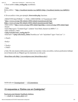 Estilos css en code igniter « _ walter | PDF