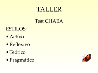 TALLER Test CHAEA ESTILOS: Activo Reflexivo Teórico Pragmático 