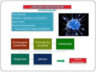 Las personas:
Perciben y adquieren conocimientos
Tienen ideas
Tienen forma de pensar:
CADA UNO DE FORMA DIFERENTE
Nueva
Información
 