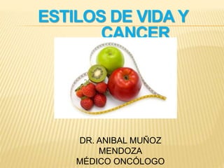 ESTILOS DE VIDA Y
CANCER
DR. ANIBAL MUÑOZ
MENDOZA
MÉDICO ONCÓLOGO
 