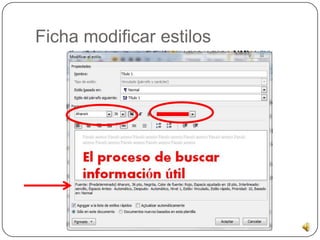 Ficha modificar estilos