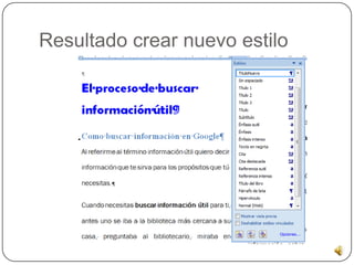 Resultado crear nuevo estilo