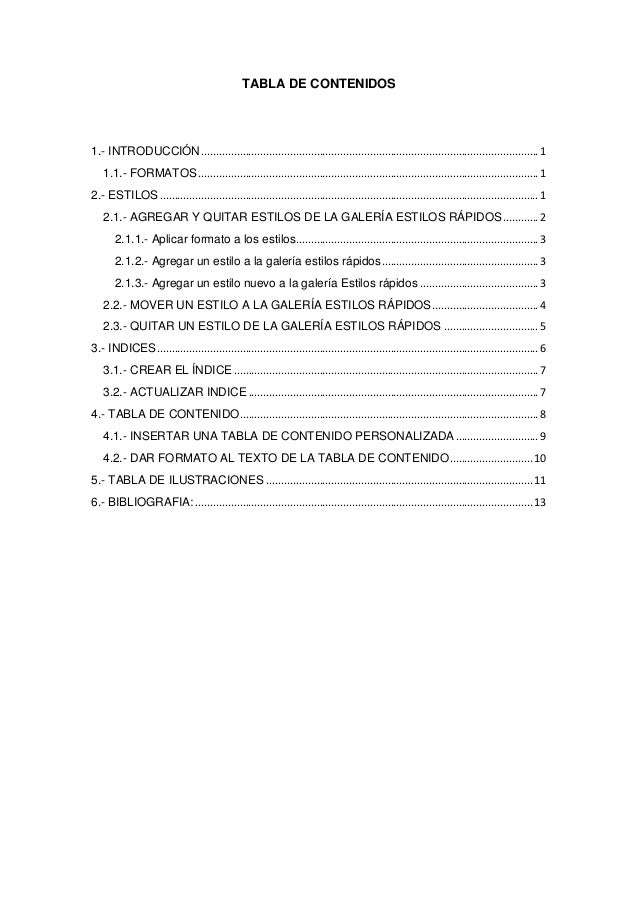 Estilos, indices y tablas de contenido e ilustraciones Estilos, indices y tablas de contenido e ilustraciones