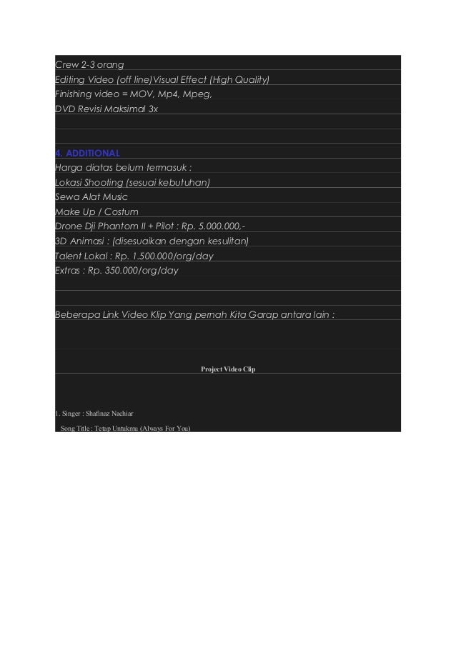 Estimasi biaya jasa pembuatan video 2017 Estimasi biaya jasa pembuatan video 2017