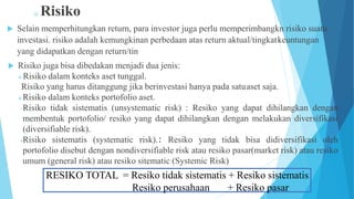 Estimasi Perhitungan Return dan Risiko Portofolio PPT.pptx